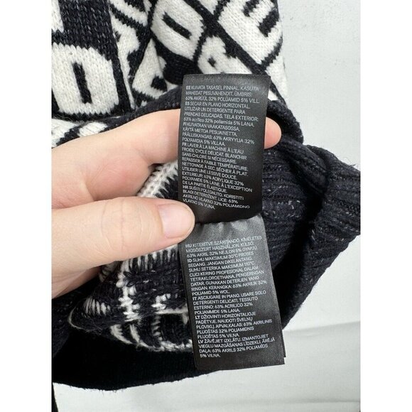 H&M Dream Of Dreams Sweater Women Small Black White Oversized Mock Neck Preppy - Picture 9 of 10